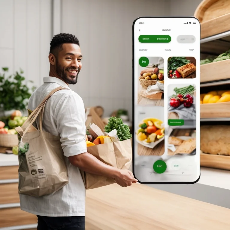 Frau freut sich über frische Lebensmittellieferung